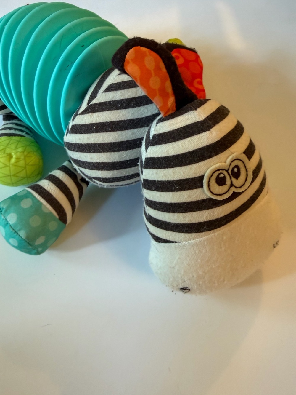 Striped Zebra Sensory Pull Toy - Teal & Multicolor